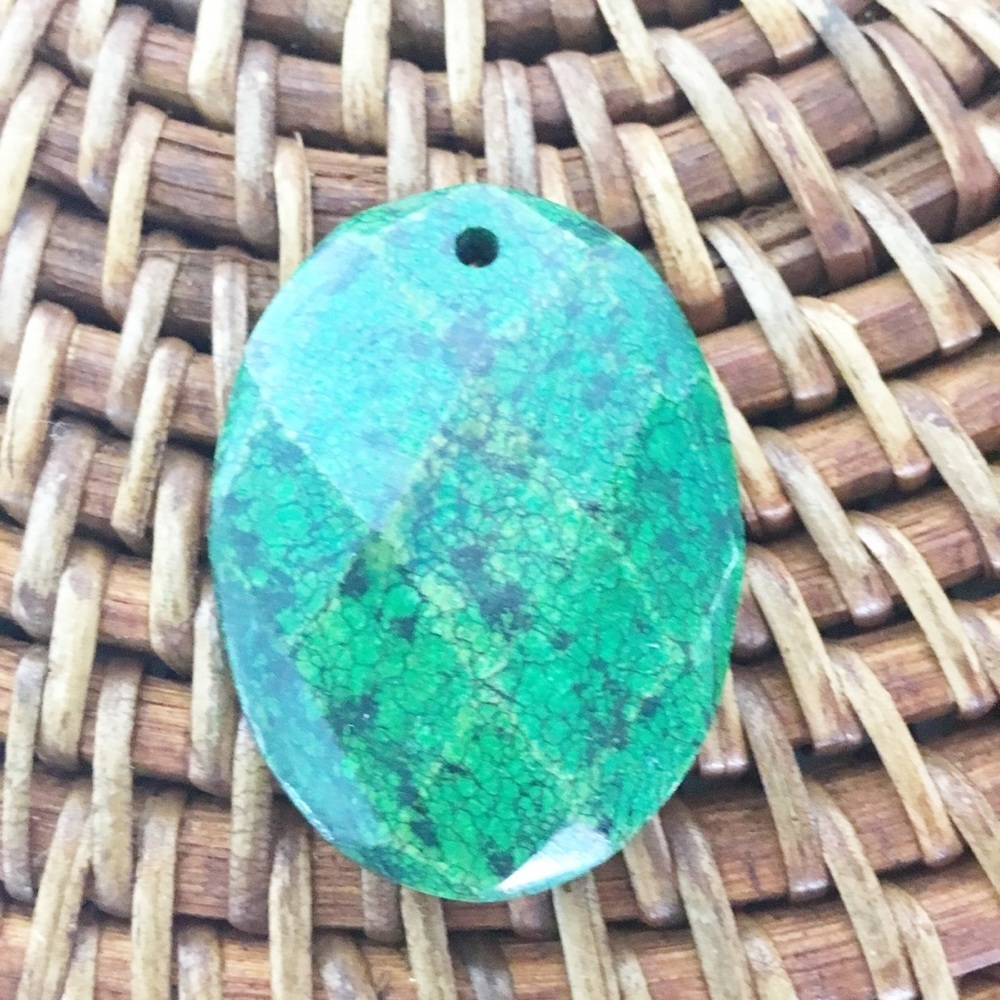 Vintage Turquoise Jasper Pendant Necklace